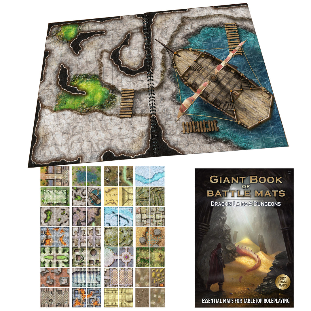 Giant Book of Battle Mats: Dragon Lairs & Dungeons (17x12")
