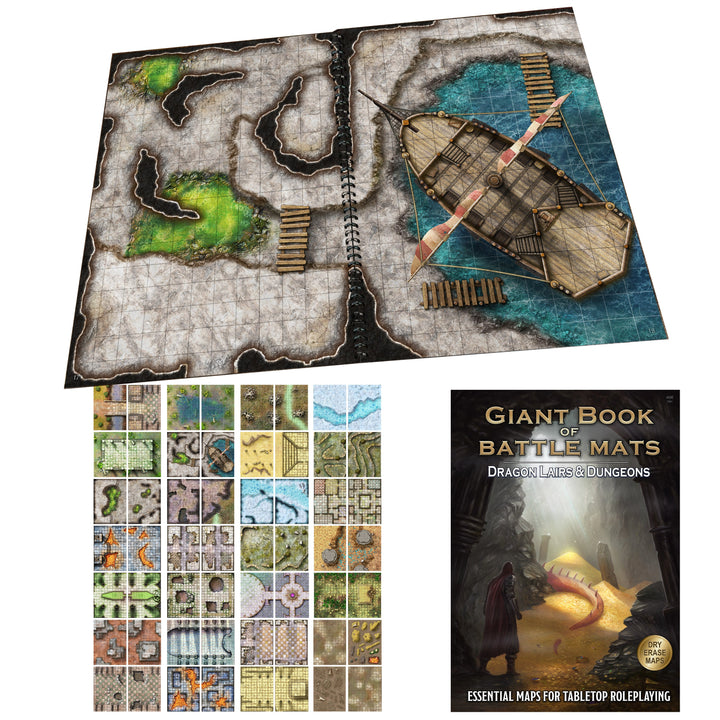 Giant Book of Battle Mats: Dragon Lairs & Dungeons (17x12")
