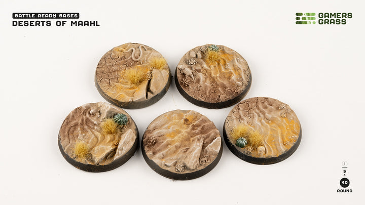 GamersGrass Deserts of Maahl Bases, Round 40mm (x5)
