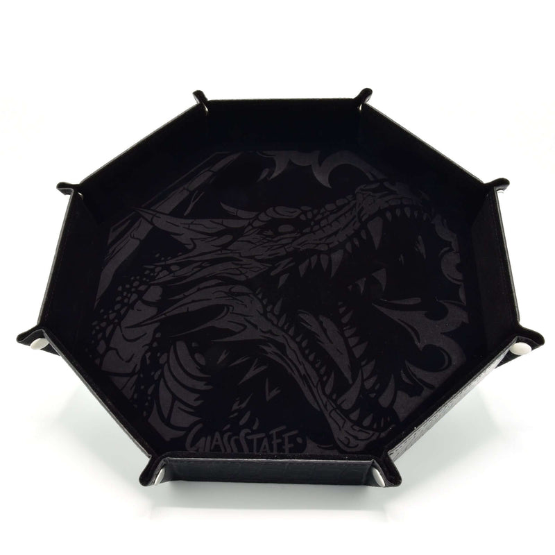 CritStones Foldable Dice Tray - XL Dragon Skin Edition, Black