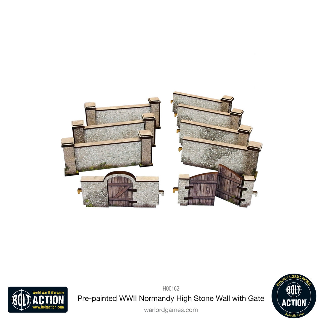 Bolt Action: Pre-painted WWII Normandy High Stone Wall with Gate