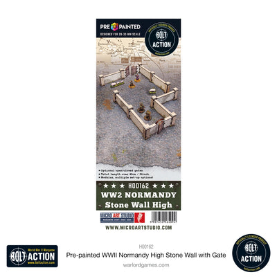 Bolt Action: Pre-painted WWII Normandy High Stone Wall with Gate