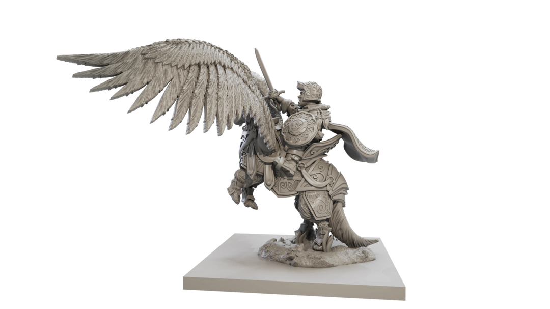 Kings of War: Halfling Muster Captain on Winged Aralez