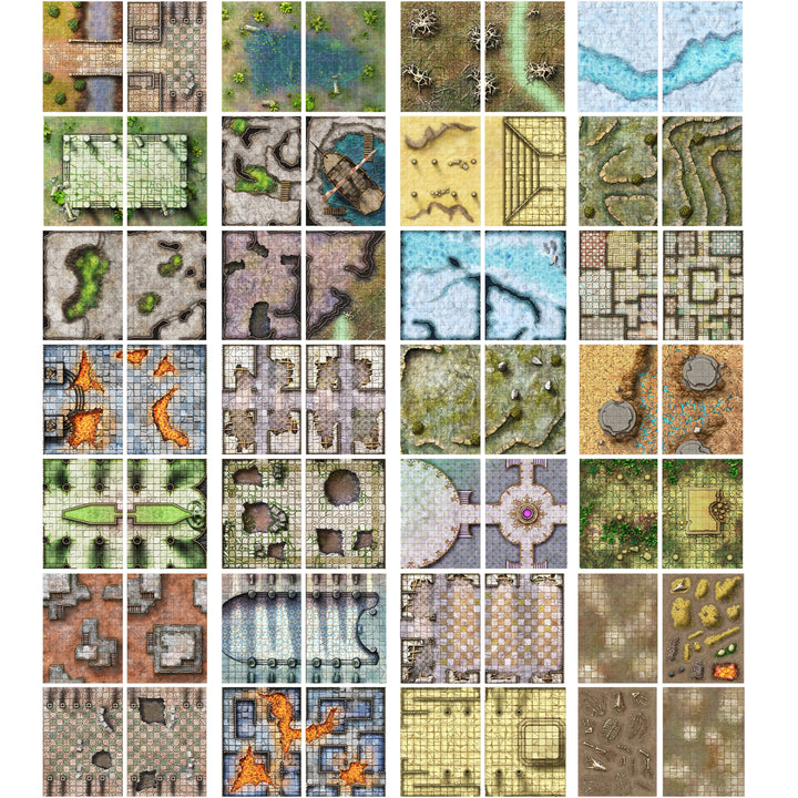 Giant Book of Battle Mats: Dragon Lairs & Dungeons (17x12")