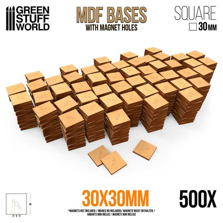 MDF Bases - Square 30 mm (Pack x500) (Green Stuff World)