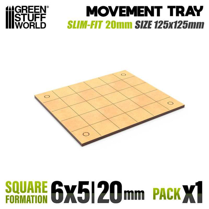 MDF Movement Trays 20mm - Slimfit Square 120x100mm (6x5) (Green Stuff World)