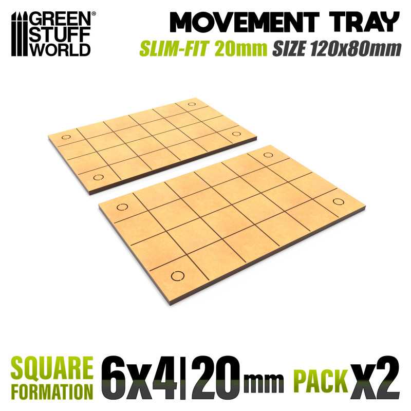 MDF Movement Trays 20mm - Slimfit Square 120x80mm (6x4) (Green Stuff World)