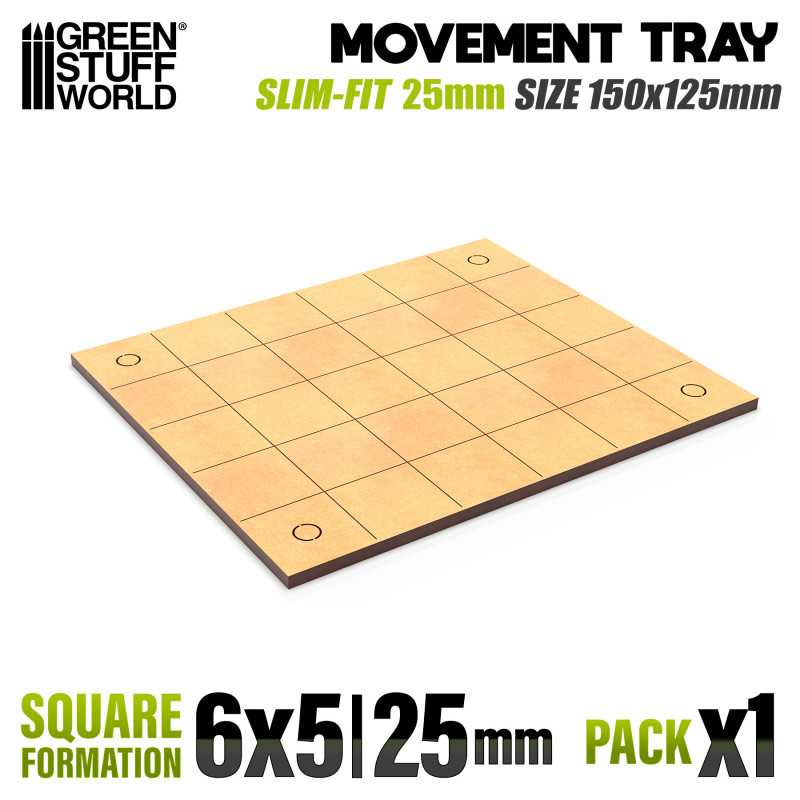 MDF Movement Trays 25mm - Slimfit Square 150x125mm (6x5) (Green Stuff World)
