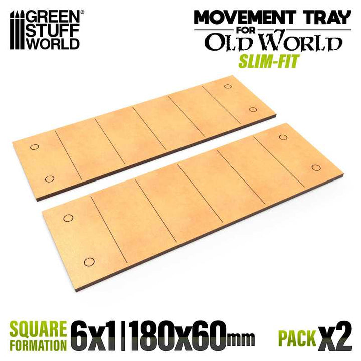 MDF Movement Trays - Slimfit 180x60mm (6x1) (Green Stuff World)