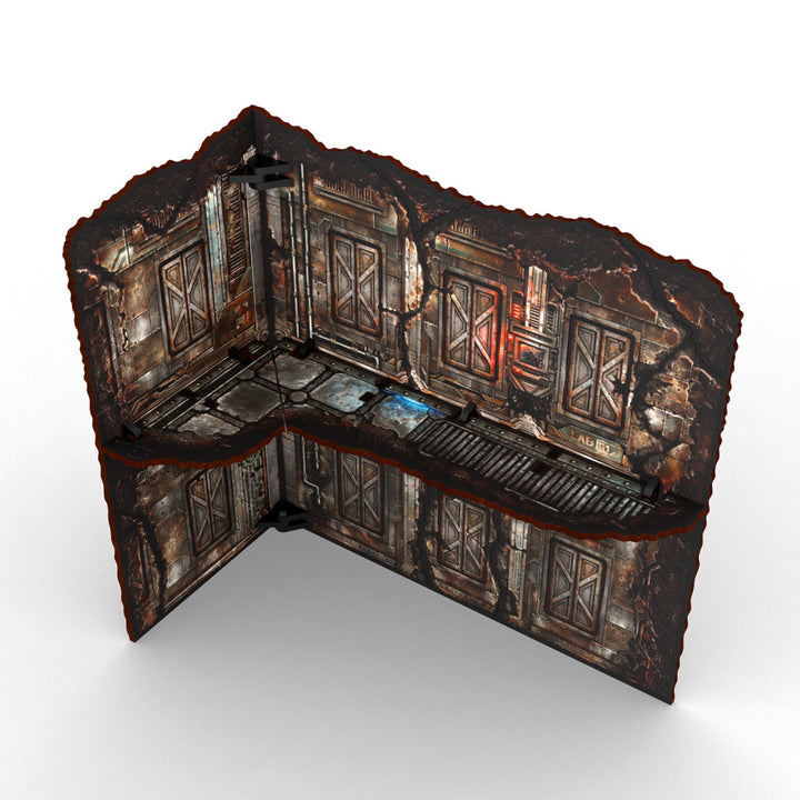 Matched Play Pre-Painted Foldable Large L-shaped Ruin - Sci-fi (Green Stuff World)