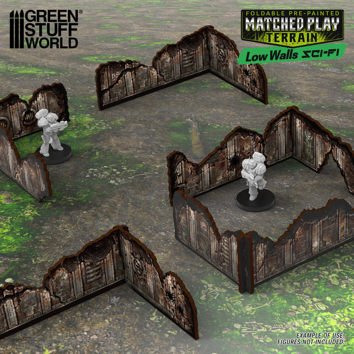 Matched Play Pre-painted Low Walls (Pack x8) (Green Stuff World)