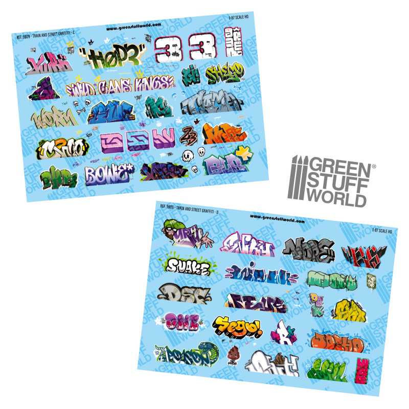 Model railway graffiti decals 1/87 HO (Set-2) (Green Stuff World)