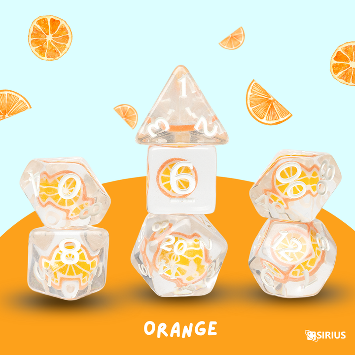 Fruit Slice Dice Set - Orange (Sirius Dice)