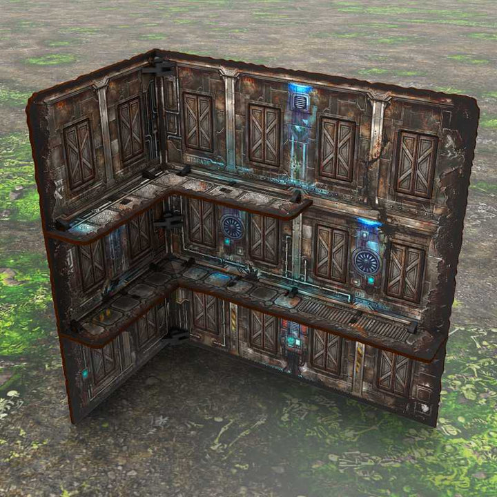 Pre-Painted Foldable Three-Story WTC Terrain Ruin - Sci-fi (Green Stuff World)