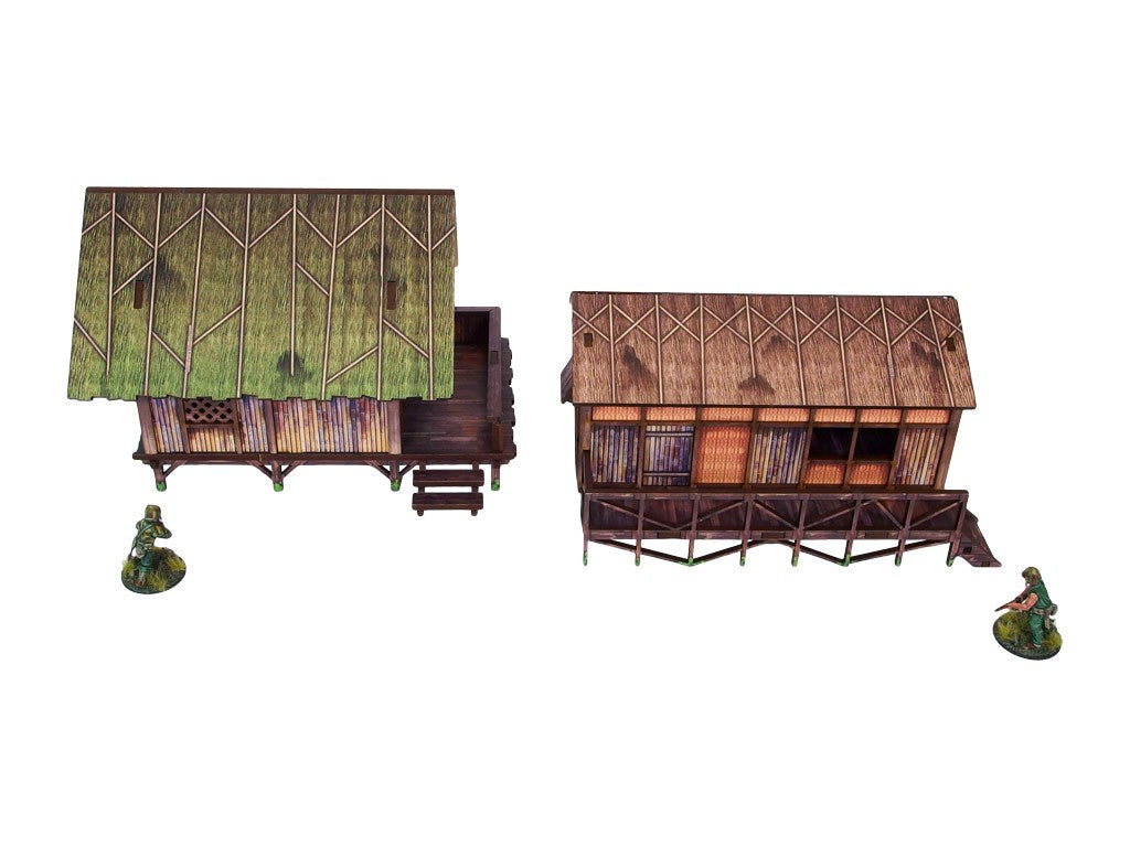 Pre-Painted WW2 Pacific Jungle Huts (2)