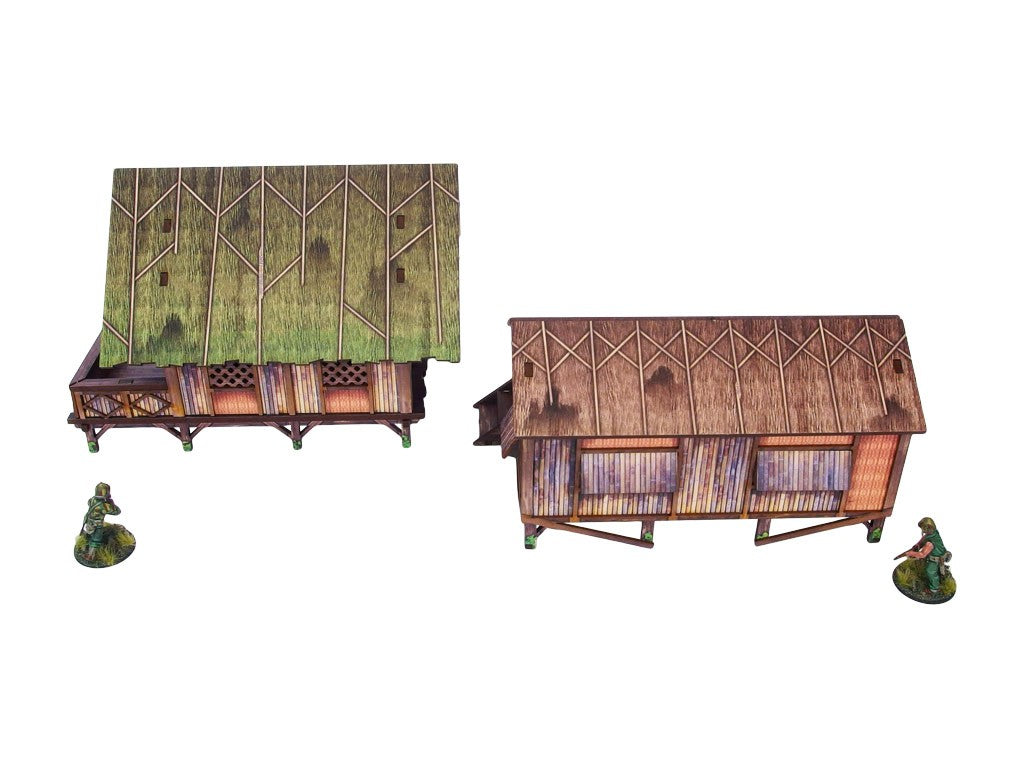 Pre-Painted WW2 Pacific Jungle Huts (2)