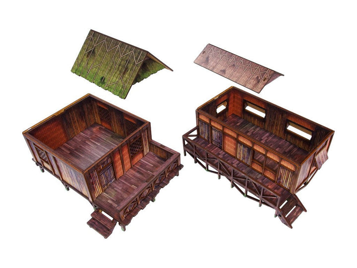 Pre-Painted WW2 Pacific Jungle Huts (2)