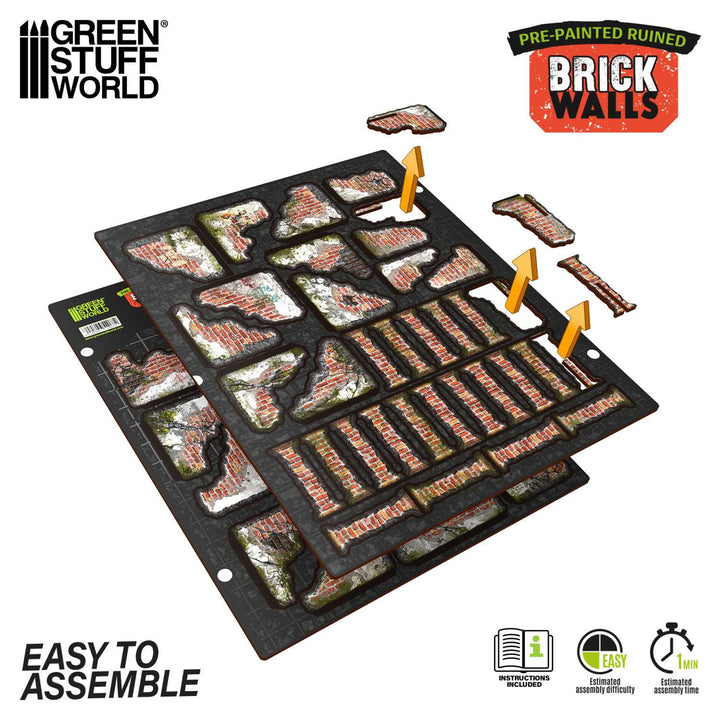 Pre-painted ruined brick walls (Green Stuff World)