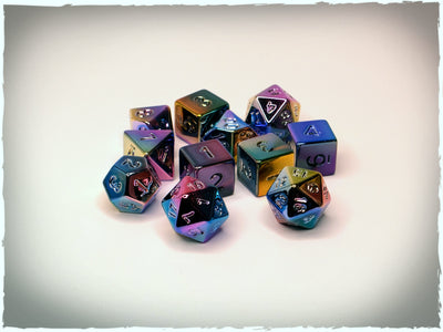 Rainbow polyhedral dice set, 12 pcs (Deep-Cut Studio)