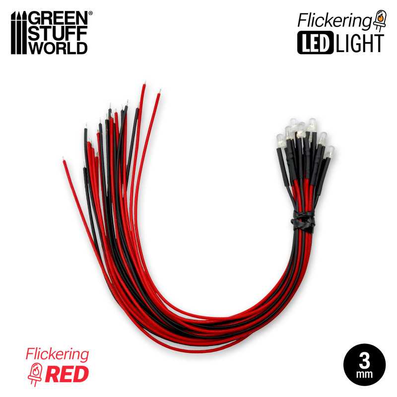 Red Flickering LED Lights 3mm (Green Stuff World)
