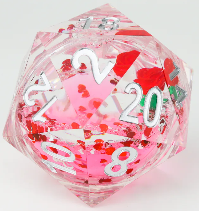 Sirius Dice: Valentine Rose 54mm snowglobe D20