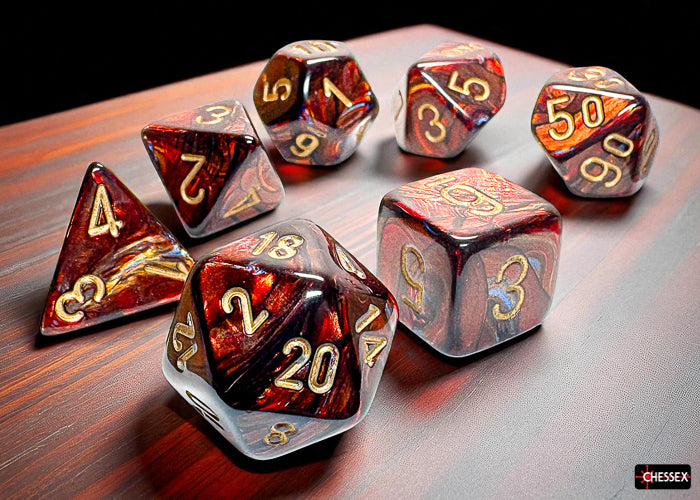 Scarab Mega-hedral Blue Blood/gold 7-Die Set (Chessex) (22419)