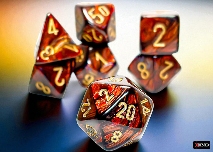Scarab Mega-hedral Blue Blood/gold 7-Die Set (Chessex) (22419)