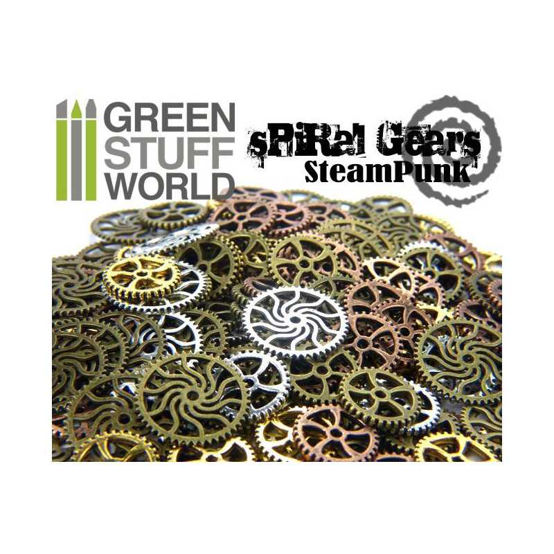 SteamPunk SPIRAL GEARS and COGS Beads 85gr (Green Stuff World)