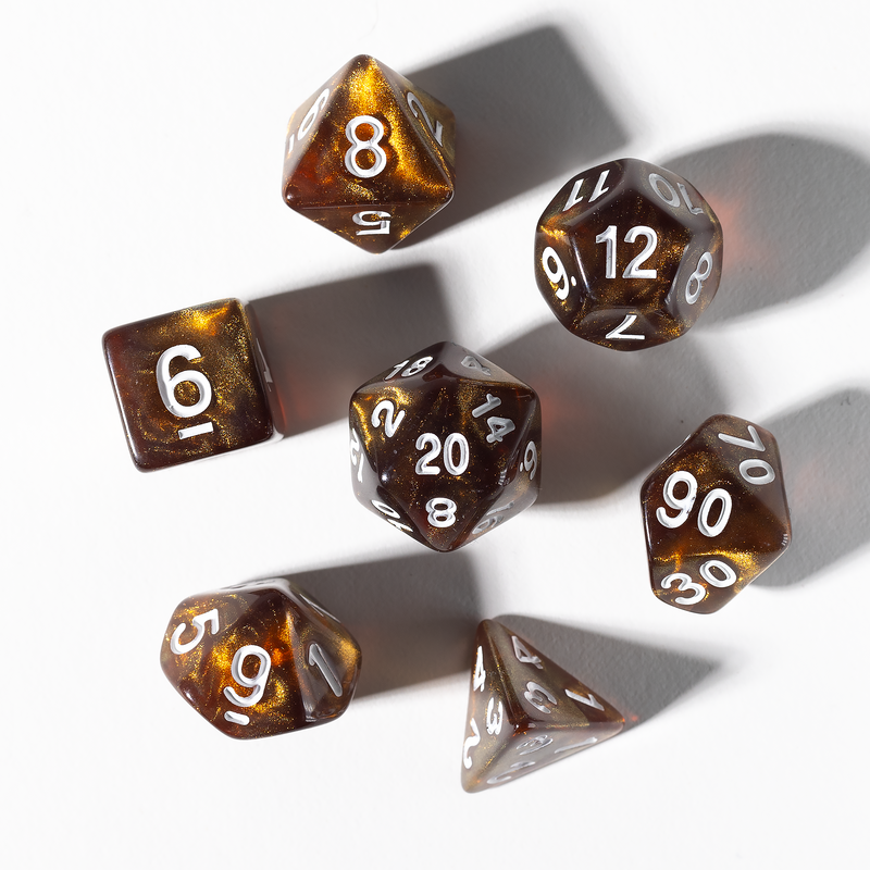 Unearthed Treasure Topaz 7-Piece Polyhedral RPG Dice Set (Sirius Dice)