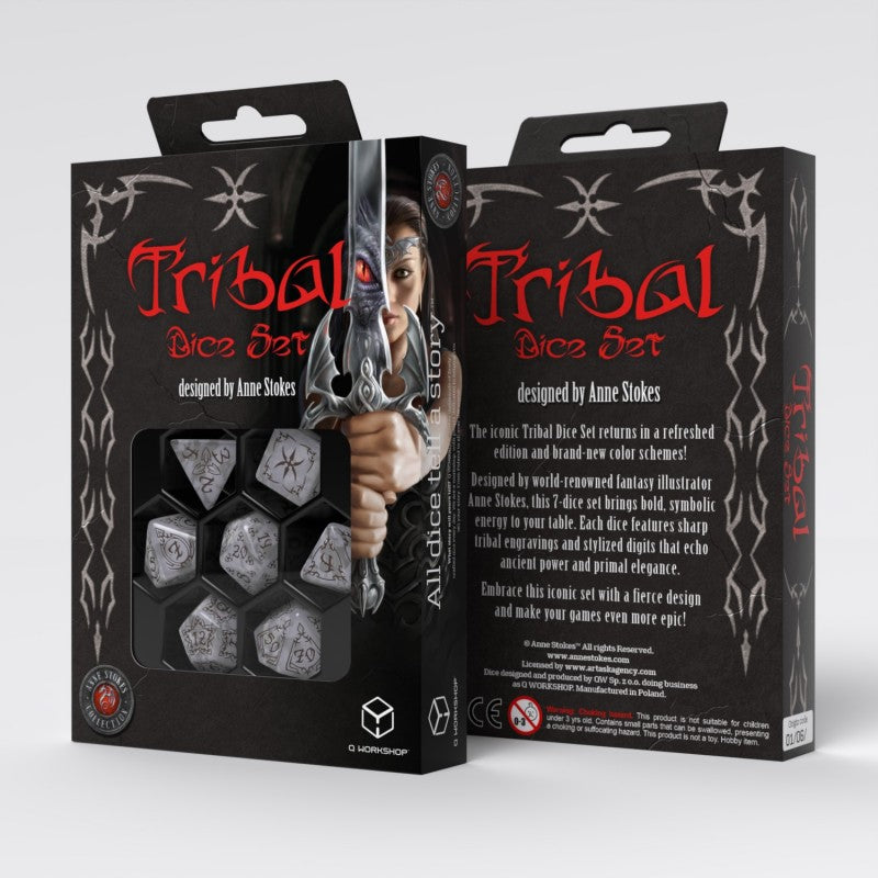 Tribal Dice Set: Pearl & Brown (Q-Workshop) (STRB01)