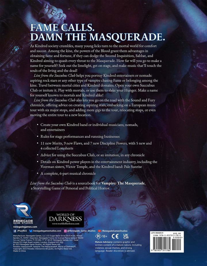 Vampire: The Masquerade (5th Edition) - Live from the Succubus Club Sourcebook