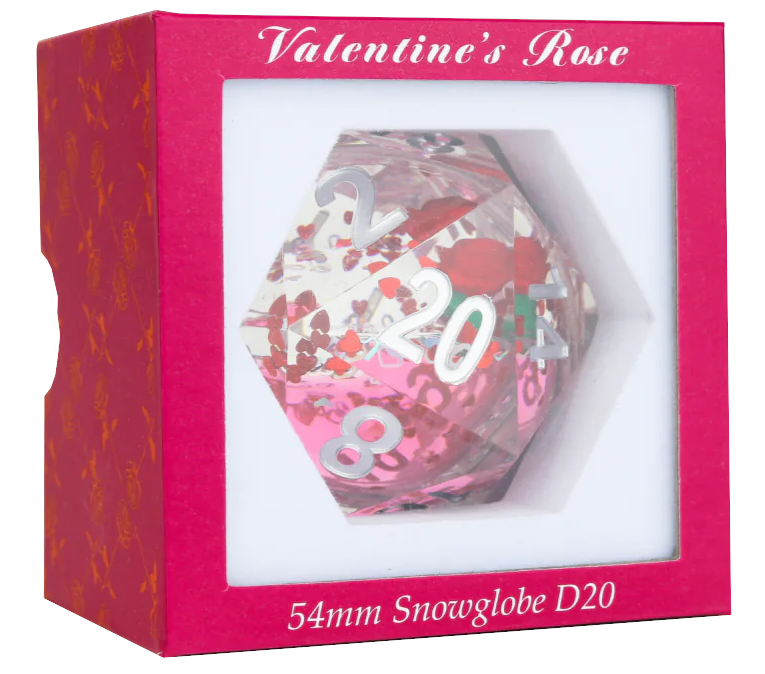 Sirius Dice: Valentine Rose 54mm snowglobe D20