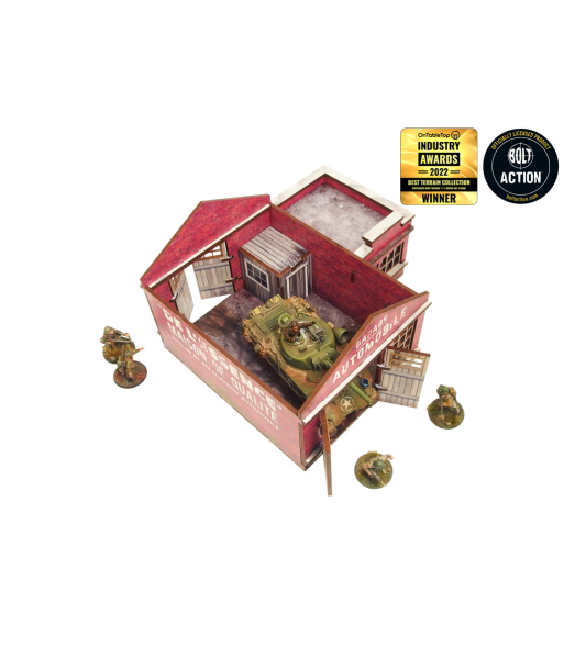 WW2 Normandy Garage w. Petrol Station (28mm) (Micro Art Studio)