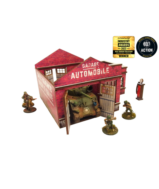 WW2 Normandy Garage w. Petrol Station (28mm) (Micro Art Studio)
