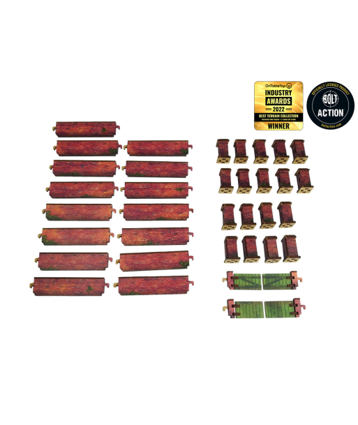 WW2 Normandy Wall w. Gate (low) (28mm) (Micro Art Studio)