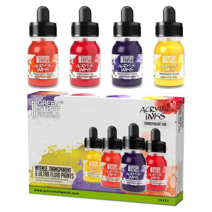 Acrylic Inks Set - Transparent Fire (x4) (Green Stuff World)