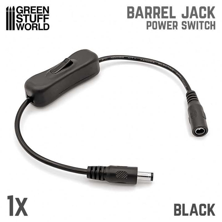 Barrel Jack Power Switch - Black (Green Stuff World)