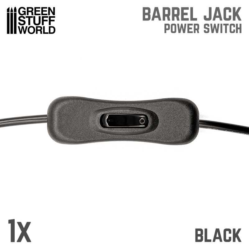 Barrel Jack Power Switch - Black (Green Stuff World)