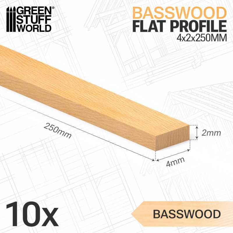 Basswood flat profile - 4x250mm (Green Stuff World)