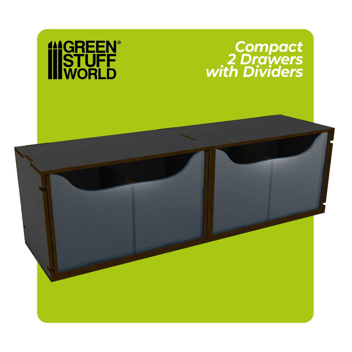 Black Compact Horizontal Organizer with 2 double drawers (Green Stuff World)