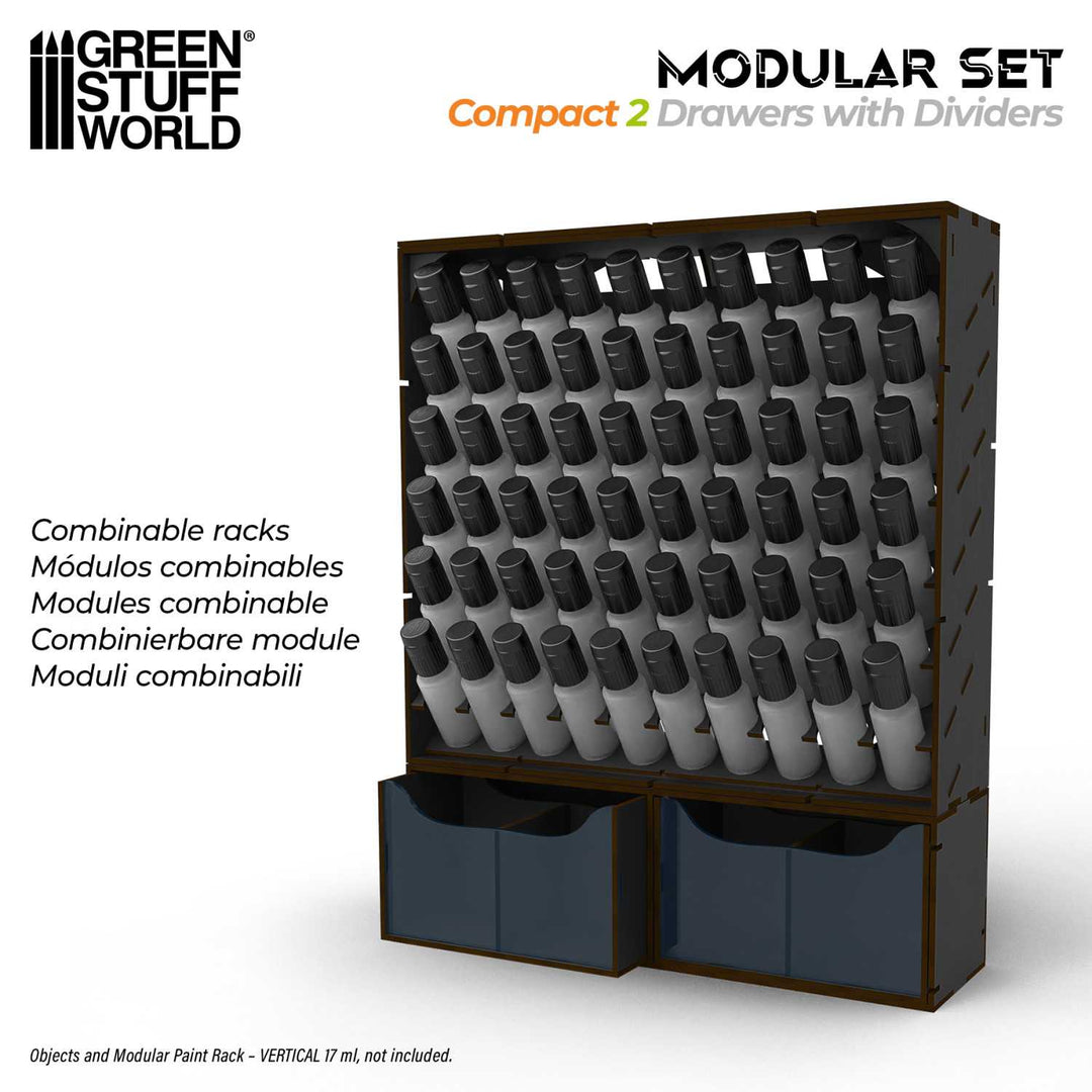 Black Compact Horizontal Organizer with 2 double drawers (Green Stuff World)