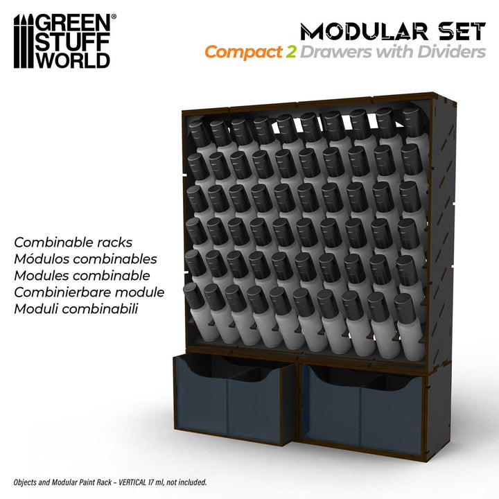 Black Compact Horizontal Organizer with 2 double drawers (Green Stuff World)