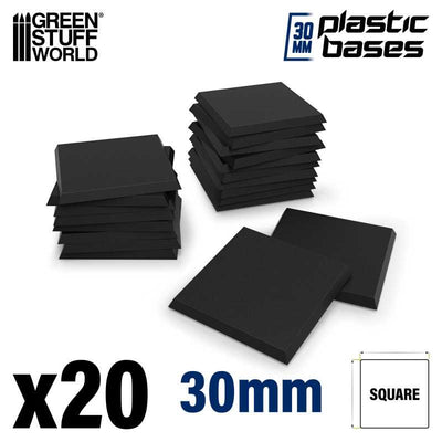 Black Plastic Bases - Square 30 mm (Green Stuff World)