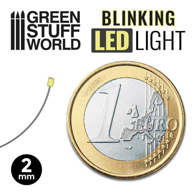 BLINKING LEDs - GREEN - 2mm (Green Stuff World)