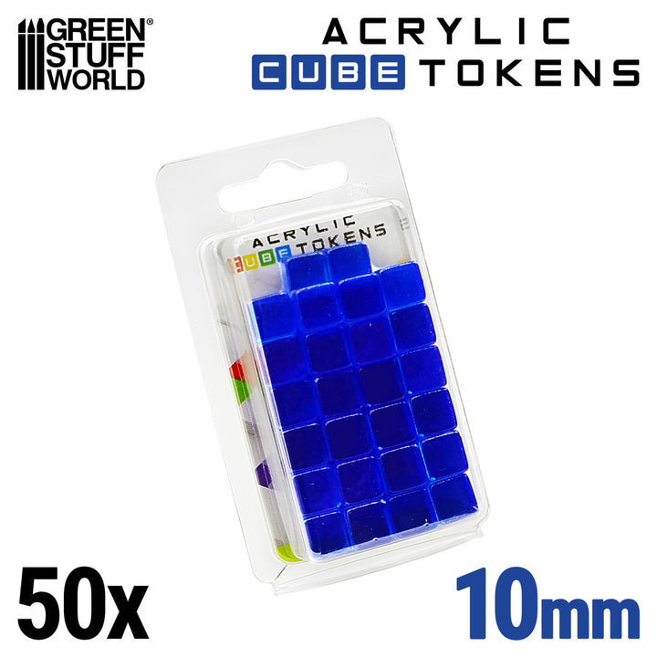 Blue Acrylic Cube tokens 10mm (Green Stuff World)