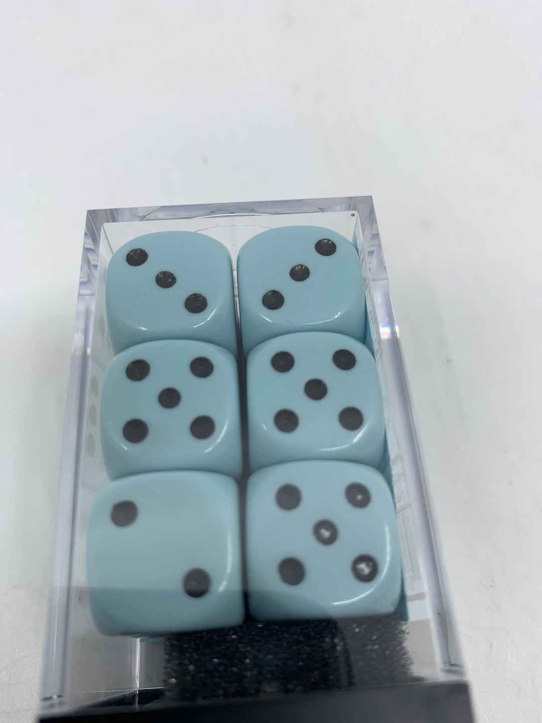 Opaque Pastel Blue/black 16mm d6 Dice Block (12 dice) (Chessex) (25666) - Transportskadet