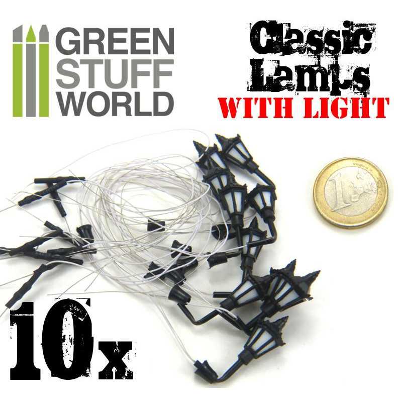 10x Classic WALL Lamps with LED Lights (Green Stuff World)