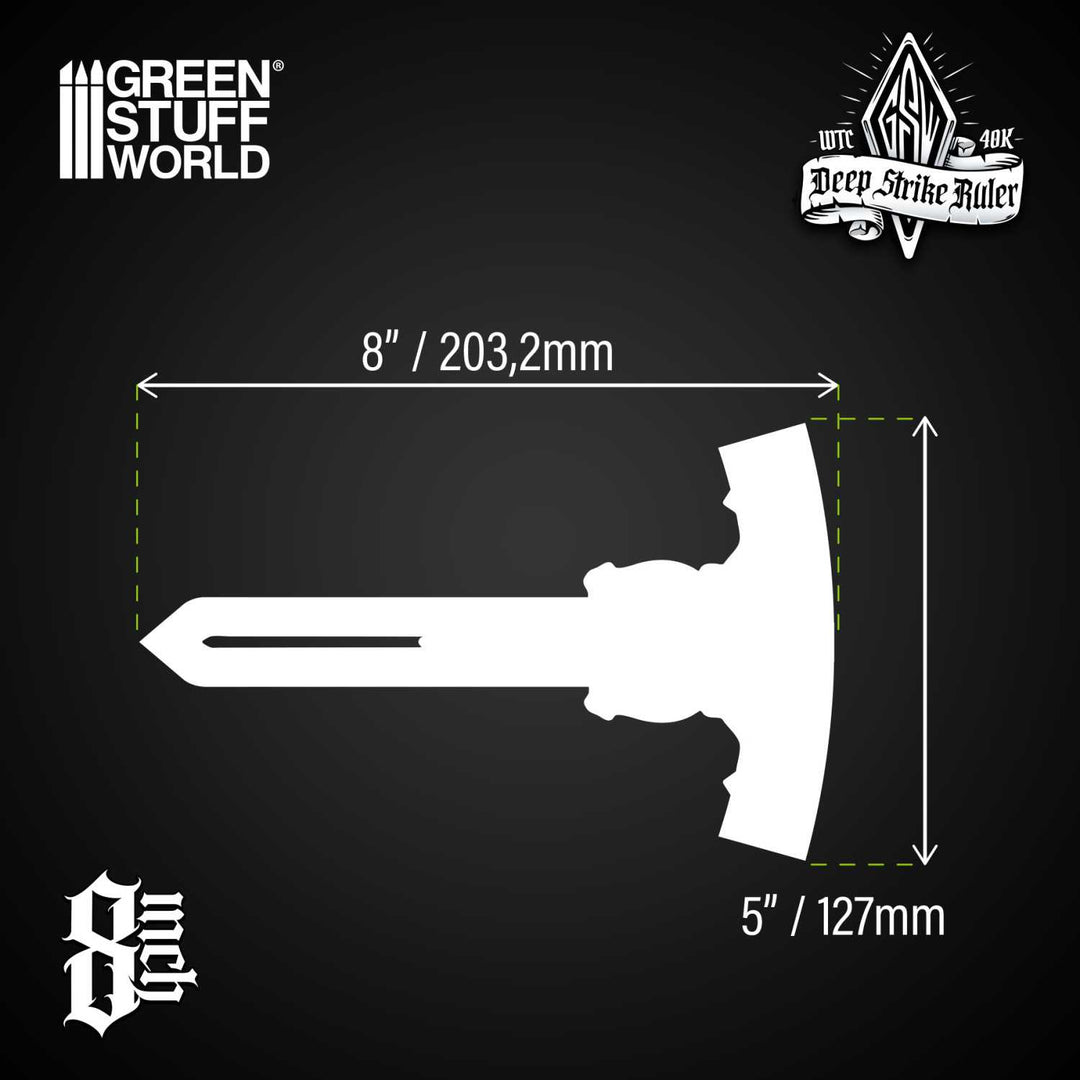 Deep Strike Ruler Template 8" - Fluor Orange (Green Stuff World)