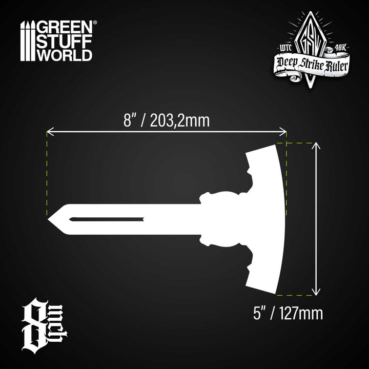 Deep Strike Ruler Template 8" - Fluor Orange (Green Stuff World)