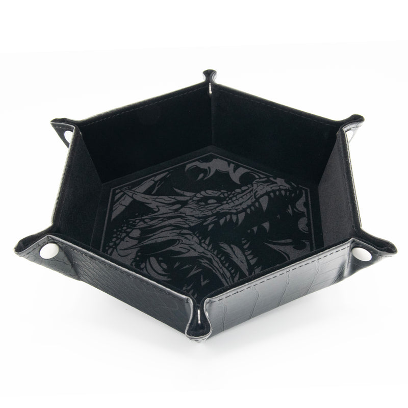 CritStones Foldable Dice Tray - Dragon Skin Edition, Black
